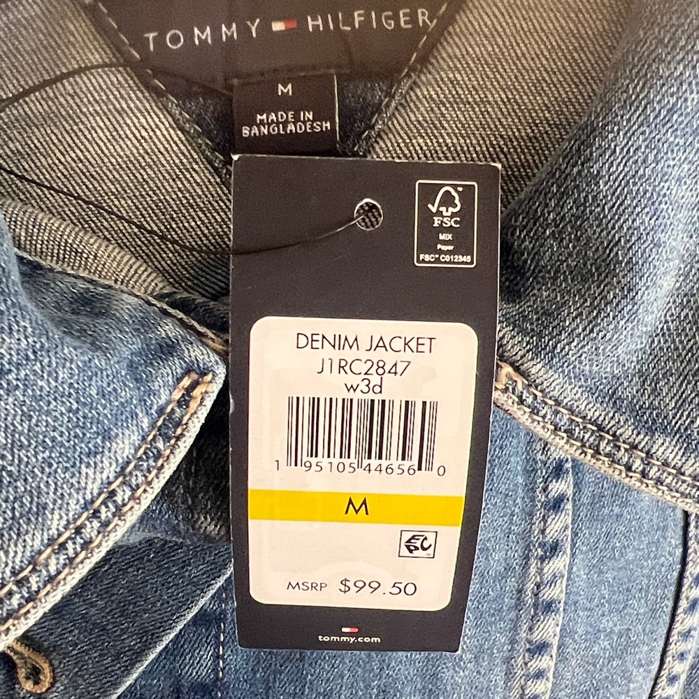 NWT $99.50 Tommy Hilfiger Blue Denim Jean Jacket Size M - Picture 7 of 7
